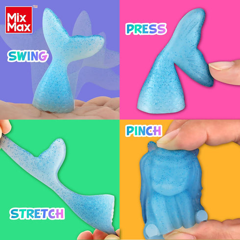 MixMax 6 Packs 6-12 Make Your Own Squishies Toys, Rubber Dolls Making Kit for Kids Glow Jumbo Glitter Silicone Squishy