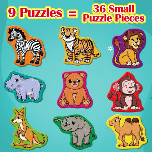 Wild Animal Puzzles for Kids Aged 3+, Educational Montessori Toys for Toddlers, Preschool Learning Game