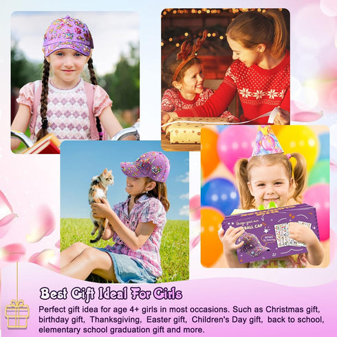 Coosilion Gifts for Girls 4-12 Years Old - Decorate Your Own Baseball Cap with Cute Stickers, Arts & Crafts