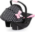 18", 3+, Bayer Design Dolls: Deluxe Car Seat: Hearts Black & Pink - Pretend Play Accessory for Dolls/Plushes Up to Ages