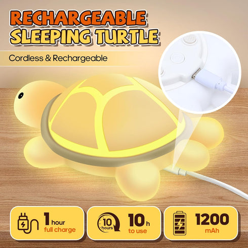 Gusweet 7 Turtle Night Light for Kids, Color Changing & Touch Control, Rechargeable USB Silicone Squishy LED Lamp