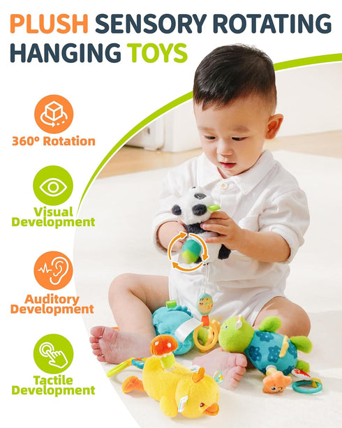 Jollybaby Baby Rattles & Soft Plush Hanging Toy for Stroller Crib car seat and Play Gym, Sensory Developmental Toys