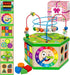 Wooden Activity Cube for 12-18 Month Boys & Girls - 7-in-1 STEM Montessori Learning Toys, Ideal 1st Birthday Gift (Pink)