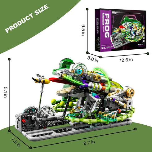 Set, 14+ (898PCS) Mechanical Frog Animal Series Toy Building Adult Home or Office Decoration, STEM Building Gift