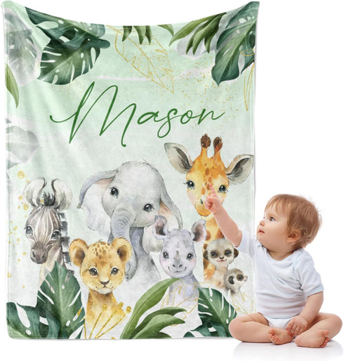 J&SBGFT Custom Baby Blanket with Name, Personalized Receiving Blanket for Toddlers, 30"x40", Color13