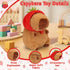 Emoin Capybara Plush Toy - 9.8 Inch Kawaii Capybara with Strawberry Hat, Soft Brown Doll Gift for Kids Adults