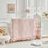 3 Set Pieces Tufted Stripes Crib Bedding with Ruffle Fringe, Pink Ruffled Comforter with Fitted Sheet and Bed Skirt