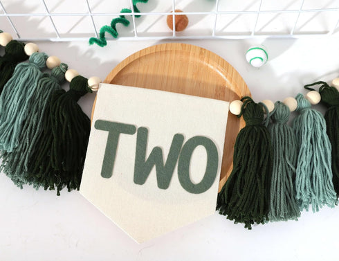 WAHAWU 2nd Greenery Birthday High Chair Banner - Nature Highchair Banner, Two Wild Party Banner, Tassel Bunting