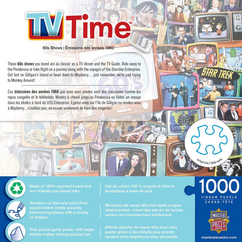 MasterPieces 1000 Piece Jigsaw Puzzle - 60's Television Shows - 19.25"x26.75" for Adults, Family, or Youth