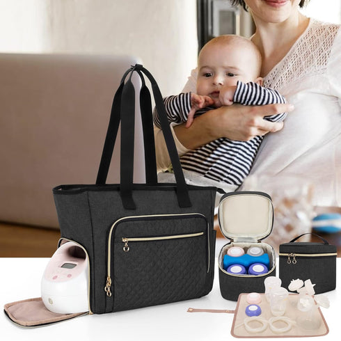 S1 S2 LUXJA Breast Pump Bag Compatible with Spectra and (with a Breastmilk Cooler Bag, a Small Carrying Case and a