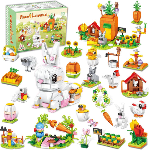 TWERF 24 Packs Easter Egg Fillers-24 in 1 Easter Bunny Carrot House Building