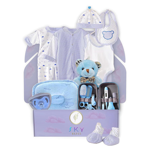 Sky Bliss 20 Piece Baby Gift Set (Blue), Newborn Baby Gift Set,