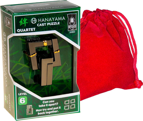 VERSAINSECT Cast Metal Brain Teaser Puzzle, Level 6 Difficulty Rating with Bonus Red Velveteen Drawstring Pouch