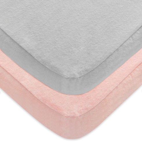 Pack and Play Sheets 2 Pack, 100% Cotton Flannel, Fitted Portable Mini
