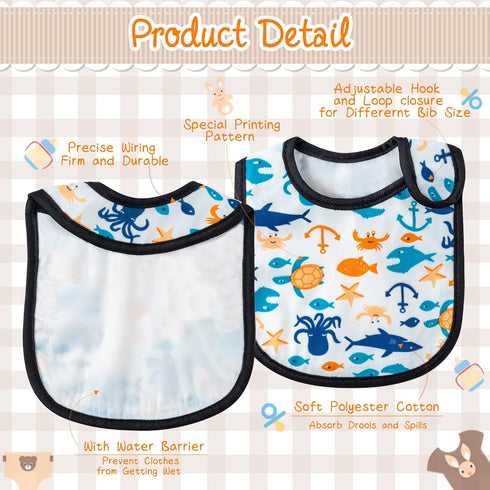 7-Pack Waterproof Cotton Baby Bibs with Hook & Loop Closure - Perfect for Newborns
