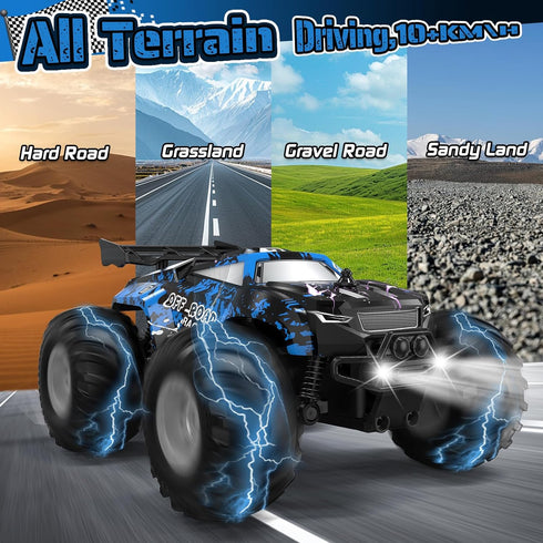 1:20, 10KM/H, 2 2.4GHZ, Remote Control Car, All-Terrain Remote Control Truck for Boys, Rechargeable Rc Truck with LED