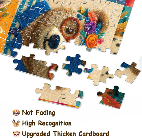 BBOLDIN 1000 Animal Flower Puzzle for Adults Pieces, Cute Giraffe Jigsaw Puzzle, Colorful Floral Bear Tiger Flamingo