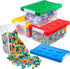 Vicenpal 4 Pack Toy Storage Containers with Lids, Brick Shaped Kids Toy Organizer Box for Building Blocks