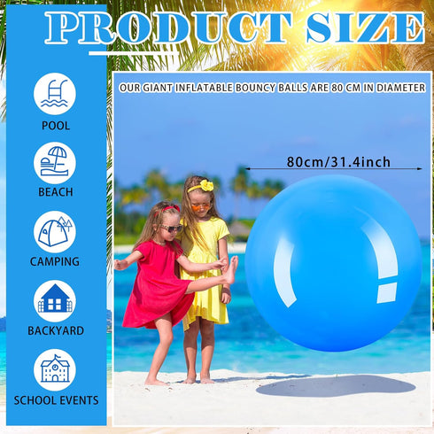 Jenaai 4 Pcs 30 Inch Big Bounce Ball, Large Rubber Kickball, Giant Inflatable Hopping Ball for Outdoor Activity