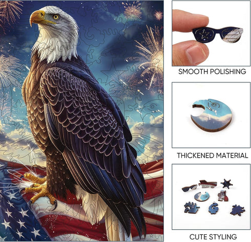 Wooden Puzzle for Adults - Eagle Flag Wooden Jigsaw Puzzles (200pcs), Beautiful Gift for Family Game