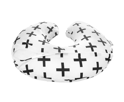 100% Mila Millie Premium Quality Nursing Pillow Cover Nordic Swiss Black Cross Unisex Design Slipcover - Cotton