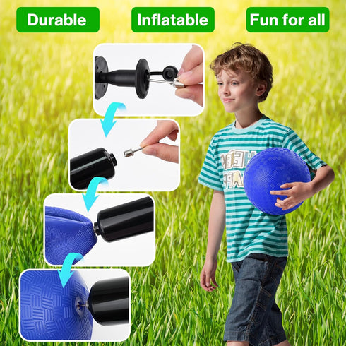 HSLCGF 24 5 Inch 1 Pcs Dodgeballs Playground Ball Kickball Inflatable Rubber Handball Bouncy Dodge Ball with Hand Pump
