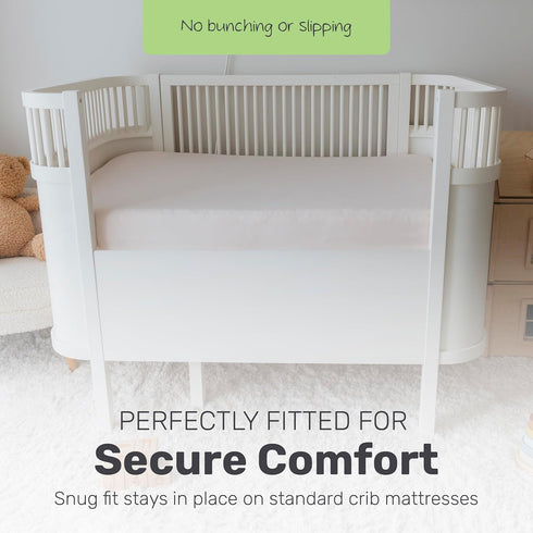 2 Pack, Cotton Crib Sheets for Baby, Soft Breathable Fitted Sheets for Boys & Girls, Snug Secure Fit for Standard Crib