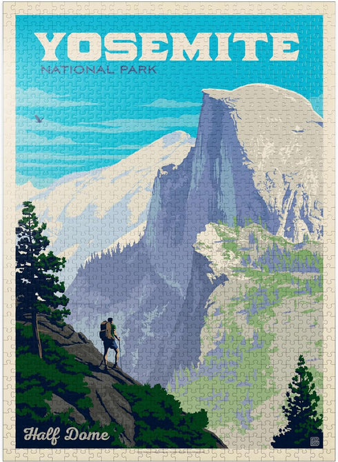 MyPuzzle Yosemite National Park: Half Dome Vista, Vintage Poster - Premium 1000 Piece Jigsaw Puzzle for Adults