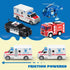 JOYIN 4 Packs Emergency Vehicle Toy Playsets, Friction Powered Vehicles with Light and Sound, Including Fire Truck,
