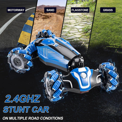 RC Stunt Car, 2.4 GHz 4WD Drive Remote Controlled Gesture Sensor Toy Car with 360° Flipping Light and Music