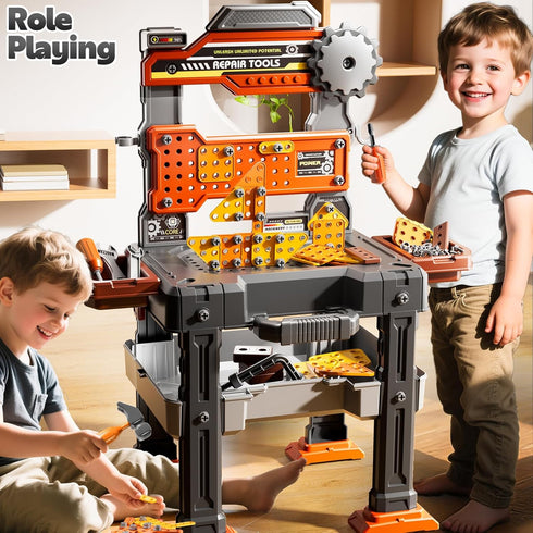 2 1 Set 3-5, 145 Toolbox 3 4 5 6 in Workbench Tools Toys with Sound for Toddlers Aged PCS Educational Construction