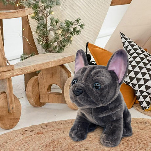Dog,9" Bulldog Stuffed Animals Realistic Dog Stuffed Animals Soft Cuddly Gray Bulld og Stuffed D og Plush,Puppy Plush