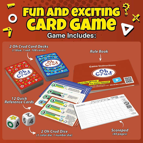 2-12 Oh Crud Deluxe Edition: A Trick-Taking Card & Dice Game for Adults & Families, Strategy Card Game for Family Game