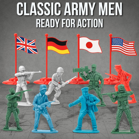 Playset Set (200 Liberty Imports Army Men Toy Soldiers Bucket WWII Action Figures with Military Vehicles, Accessories
