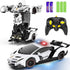 FDJ Remote Control Car, Transforming Car Robot with Flashing Light, 1:18 Scale, 360 Degree Drifting