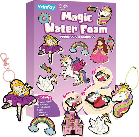 Yrinfay Puffy Paint Kit for Kids - Magic Aqua Princess & Unicorn Puff
