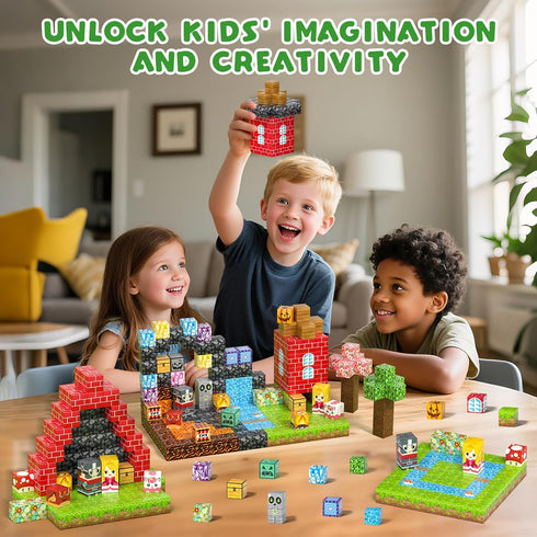 208 Set 3+, 3 4 5 6 7 8 9 10 11 12+ Axirata PCS Magn-etic Building Blocks, Magn-etic Block Building Cubes for Kids