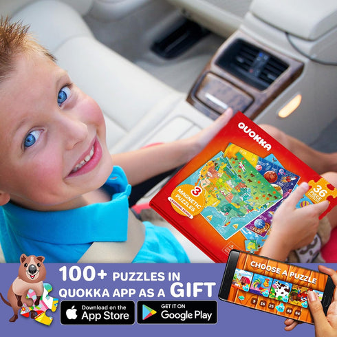 QUOKKA Magnetic Puzzles for Kids 4-6, 36 Pcs Travel Games for Ages 3-5, Learning Magnet Gift for Road Trip