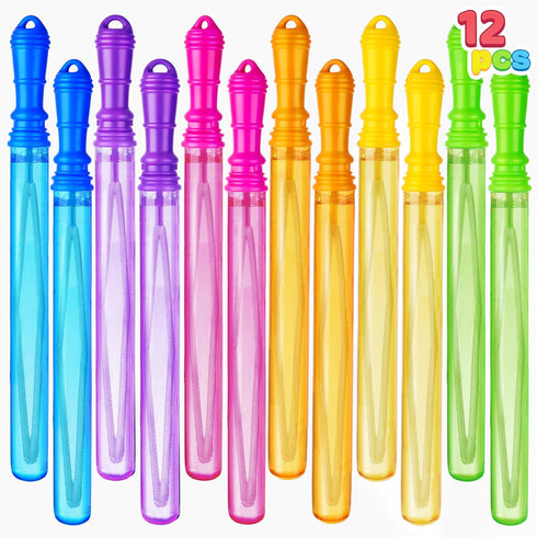 JOYIN 12 Packs 17’’ Giant Bubble Wands for Kids, Bulk with 12 PCS Concentrated Bubble Solution for Summer Party Favors