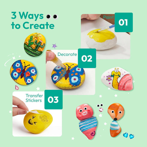 6-12, Set, JOYIN Rock Painting Kit for Kids, Arts and Crafts for Girls & Boys Ages DIY Supplies for Painting Rocks