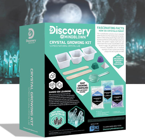 Discovery #MINDBLOWN 12-Piece Lab Crystal Growing Kit, Grow Colored Crystals, Fun STEM Educational Set
