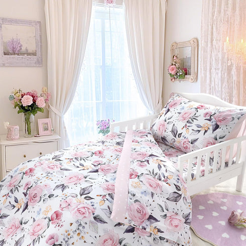 Set 4 Set, Set, Pea Pod Toddler Bedding for Girls, Piece Soft & Breathable Floral Crib Bedding Bed-in-A-Bag Toddler