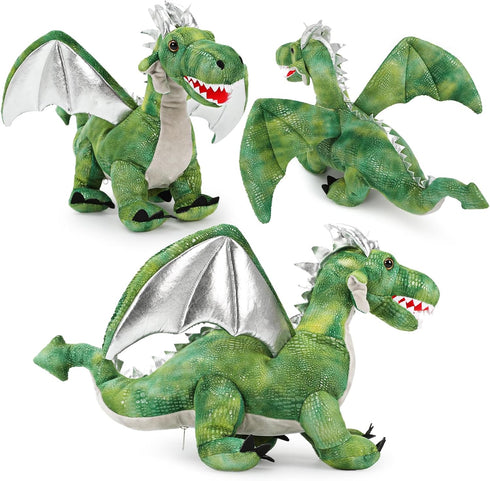 7Pcs Dragon Plush Toy Set, Dinosaur Stuffed Animals with 4 Baby Dragons & 2 Eggs, Birthday Gift for Kids