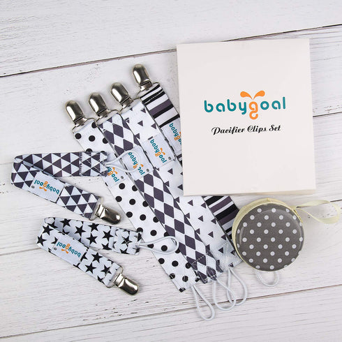 Babygoal Pacifier Clips for Boys | 6 Pack Holder Clips for Most Pacifier Styles, Baby Gift 6PBM05-HZ
