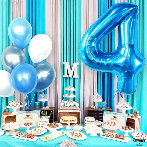 KatchOn Big Blue Number 4 Balloons - 40 Inch Blue 4th Birthday Balloons for Boys, Fourth Birthday Decorations