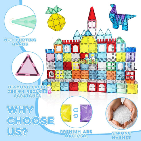 100PCS Set, 4D 3 4 5 6 7 8+ Paaxido Magnetic Tiles, Magnetic Blocks Diamond Magnet Building Blocks, STEM Preschool