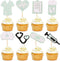 24Pcs Glitter Green Nurse Cupcake Toppers Nurse Tools Cupcake Picks for Nursing