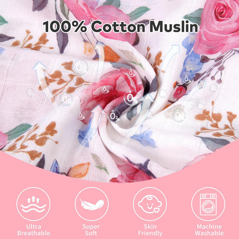 100% Summer Rquite Infant Car Seat Cover for Babies Girls, Muslin Cotton Carseat Canopy, Breathable Stroller Sun Shade
