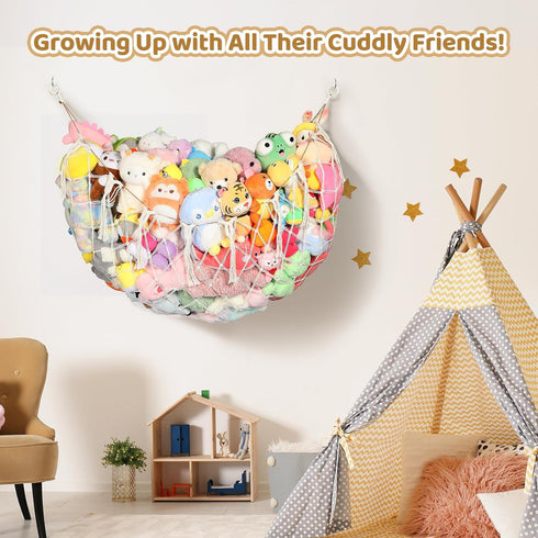 60 Hammock Yecaye IN Stuffed Animal Net Large, Hanging Stuffed Animal Storage with Handmade Macrame Tassels, Net