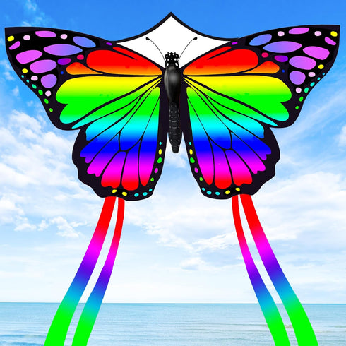 JEKOSEN Huge Butterfly Kite for Kids and Adults, Easy to Fly with Tail for Beach Trip, Park Family Outdoor Games